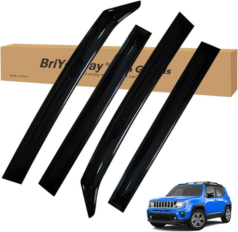 BriYorWay Vent Shades Rain Guards for Jeep Renegade 2015 2016 2017 2018 2019 2020 2021 2022 2023 2024 Accessories, for Jeep Renegade Window Deflectors Window Visors - Image 1
